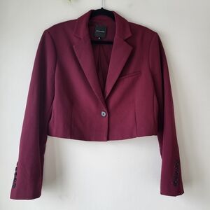 Dynamite Deep Burgundy Cropped Blazer